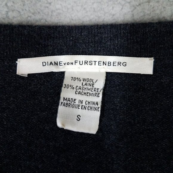 DVF Diane Von Furstenberg Women's Small Sweater Wool Cashmere Pockets 3/4 Sleeve - Picture 11 of 14